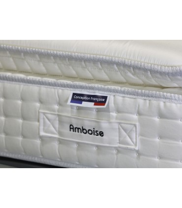 Matelas réf: AMBOISE Norbert Couturier- H33 cm- HYBRIDE - 800 R. ensachés 7 zones - Sur-matelas cousu- accueil 6 cm de visco