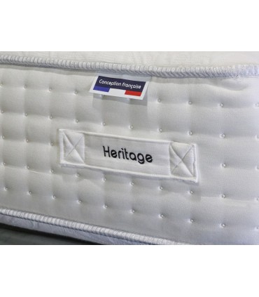 Matelas réf: HERITAGE Norbert Couturier- H33 cm- 4800 R. ensachés 7 zones- Eté/100% bambou naturel - Hiver/ pure laine vierge