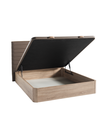 Sommier Coffre Réf: GOYA - Hauteur utile 28.5 cm - Vérins hydrauliques - Fond mélaminé blanc 12 mm - Entièrement démontable