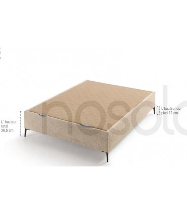 Sommier Coffre Réf: NINFA - Hauteur utile 18,5 cm - Vérins hydrauliques - Fond mélaminé blanc 12 mm - Trés aérien, pieds hauts.