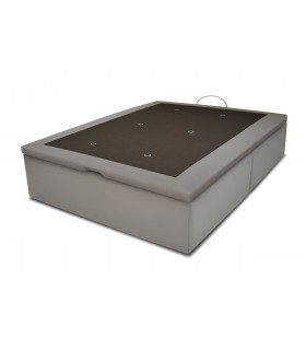 Sommier Coffre LBDM-CRISTAL en pvc-24 cm de Hauteur utile- Vérins hydrauliques-Fond en mélaminé-base en 2 parties