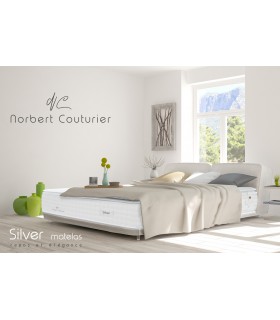 Matelas Norbert Couturier « NATURE» SILVER HÔTEL - H:32cm - Coutil damassé viscose - Ressorts ensachés - Sur-matelas naturel