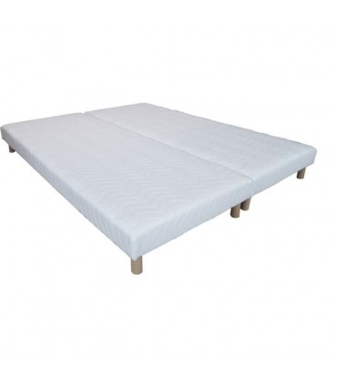 Sommier LBDM - RIVIERA - Tapissier lattes habillées H: 15 Cm - Pieds inclus - Structure sapin massif - renfort central