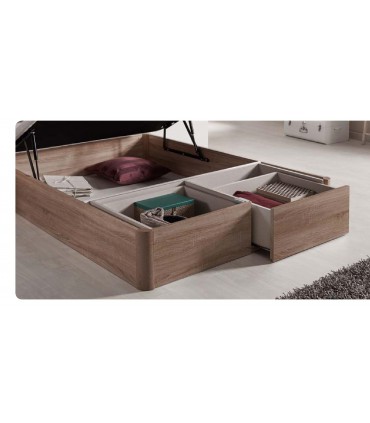 Sommier Coffre Réf: TERUEL - Hauteur utile 28.5 cm - Vérins hydrauliques - Fond mélaminé blanc 12 mm - Entièrement démontable